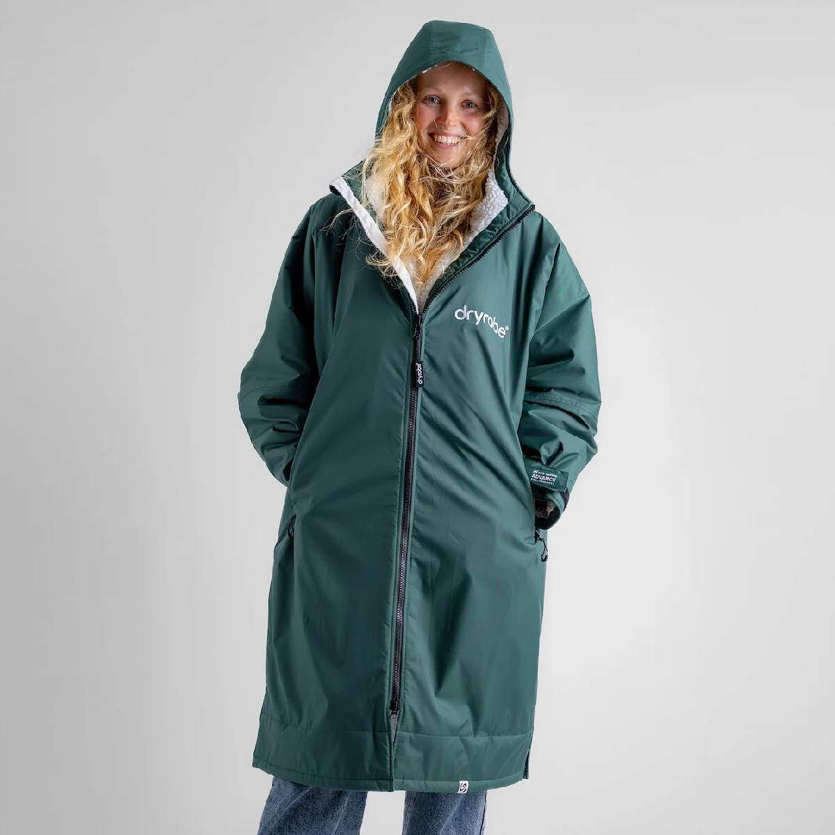 Dryrobe Advance Long Sleeve Changing Robe | Dark Green & Grey