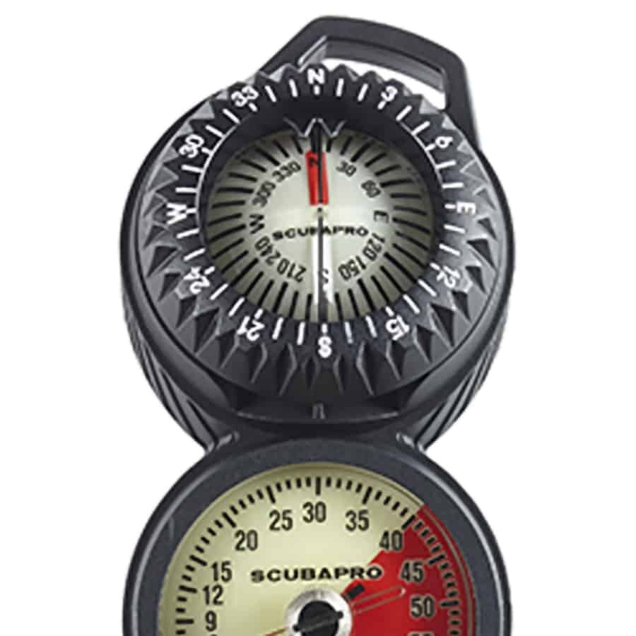 Scubapro 3 Inline 3 Gauge Console - Depth, Contents & Compass